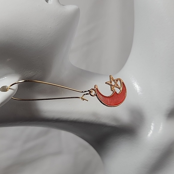 Jewelry - Pink and Gold‎ Moon Star Earrings